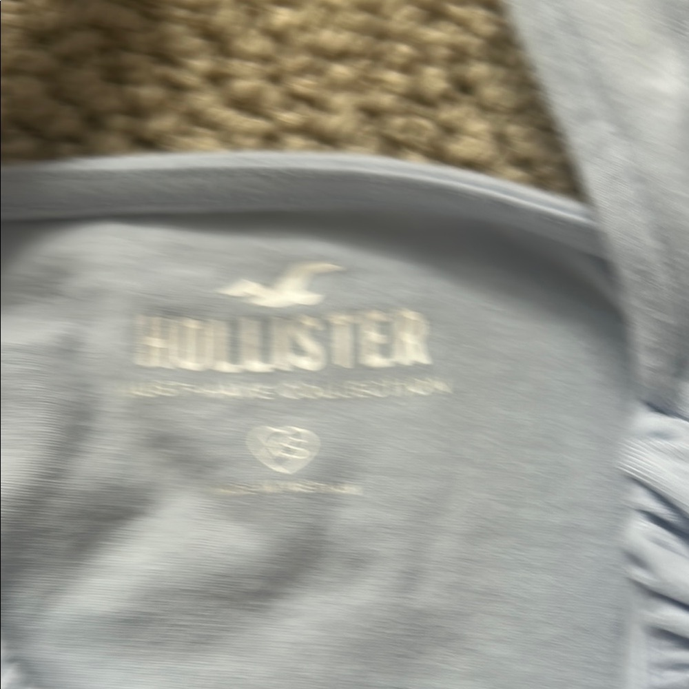 Two Pack of Hollister Ruched Bust Cropped Tanks in White and Light Blue - Picture 2 of 4
